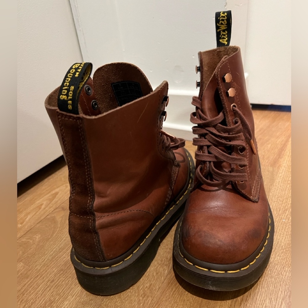 Dr Martens brown genuine leather lace up waterproof boots